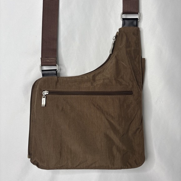 Baggallini Messenger Crossbody Shoulder Bag Purse Travel Brown Blue Interior - Picture 6 of 12